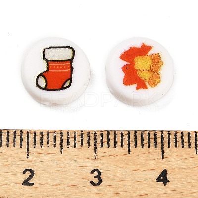 Christmas Theme Printed Opaque Acrylic Beads OACR-R004-01O-1