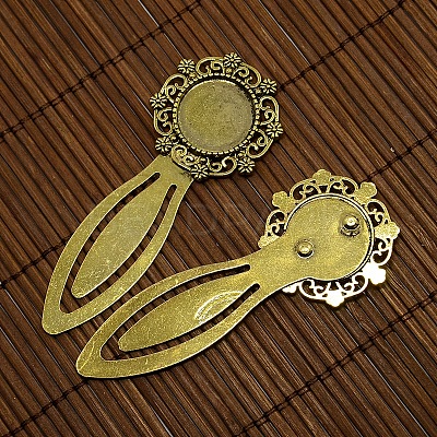 18mm Clear Domed Glass Cabochon Cover for Antique Golden DIY Alloy Portrait Bookmark Making DIY-X0118-AG-NR-1