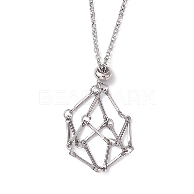 Crystal Holder Cage Necklace NJEW-JN04585-1