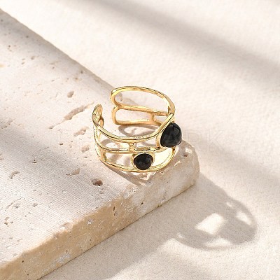Natural Black Agate Finger Rings STAS-Z112-05G-01-1