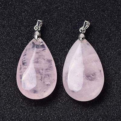 Natural Rose Quartz Pendants X-G-D084-01P-B15-1