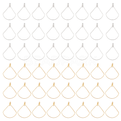 48Pcs 2 Color 304 Stainless Steel Wire Pendants STAS-CA0002-04-1