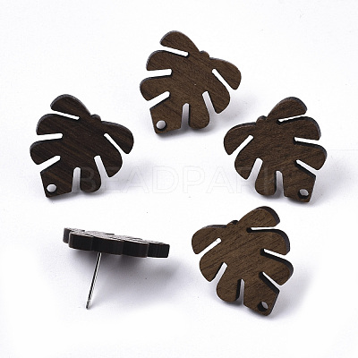 Tropical Theme Walnut Wood Stud Earring Findings MAK-N033-001-1