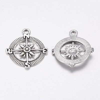 Tibetan Style Alloy Compass Pendants LS-TIBEP-S272-AS-FF-1