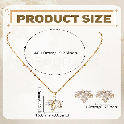 Maple Leaf Brass Clear Cubic Zirconia
Necklace & Stud Earring Sets SJEW-LP0001-49-1