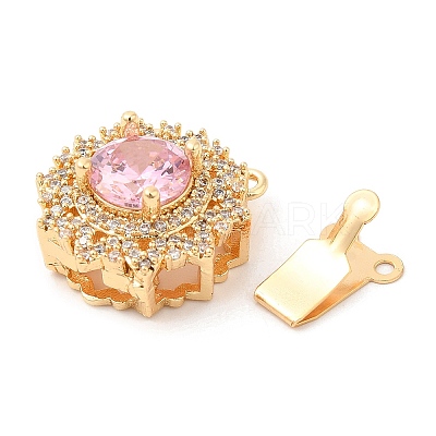Brass Micro Pave Clear Cubic Zirconia Box Clasps KK-E052-01C-G02-1