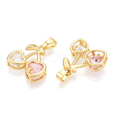 Brass Micro Pave Cubic Zirconia Charms X-KK-N254-227G-1