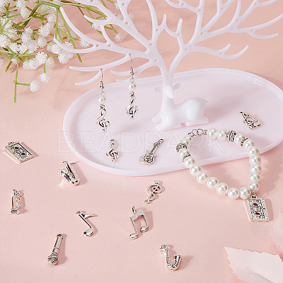 72pcs 12 styles Musical Theme Tibetan Style Alloy Pendants FIND-SC0007-38-1