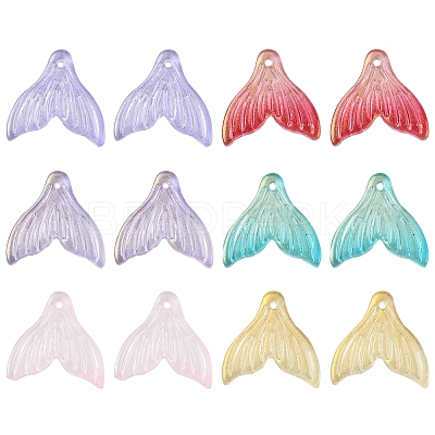 24Pcs 6 Colors Transparent Spray Painted Glass Pendants GLAA-FS0001-90-1