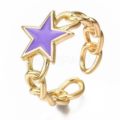 Brass Enamel Cuff Rings RJEW-N035-009-NF-1