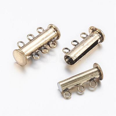 3-Strands 6-Holes Tube Brass Magnetic Slide Lock Clasps KK-D473-AB-NF-1