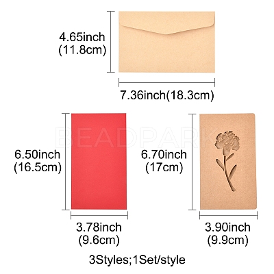 3 Sets Kraft Paper Greeting Cards AJEW-FS0001-27A-1
