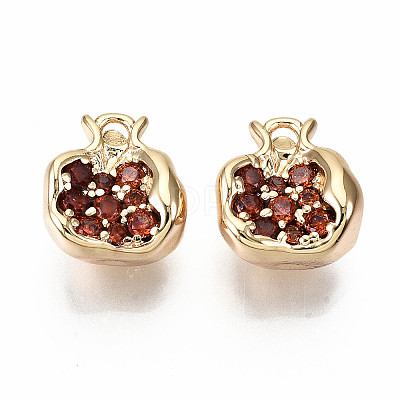Brass Micro Pave Chocolate Cubic Zirconia Charms X-KK-S360-047-NF-1