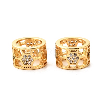 Soccer Seasons Brass Micro Pave Clear Cubic Zirconia European Beads ZIRC-P086-37G-1