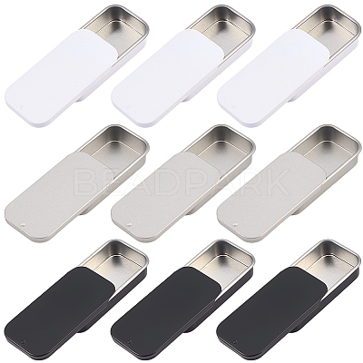 9Pcs 3 Colors Slide Top Tinplate Trinket Storage Boxes CON-CP0001-016B-1