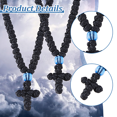 2Pcs Waxed Cord Charm Bracelets BJEW-DC0001-24-1