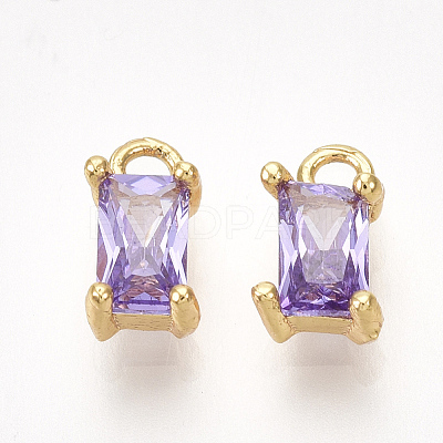 Brass Cubic Zirconia Charms KK-S350-367C-1