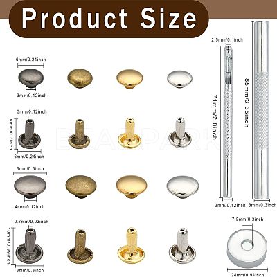 320 Sets 4 Colors 2 Sizes Iron Semi-Tublar Collision Rivets Kits DIY-WH0304-489-1