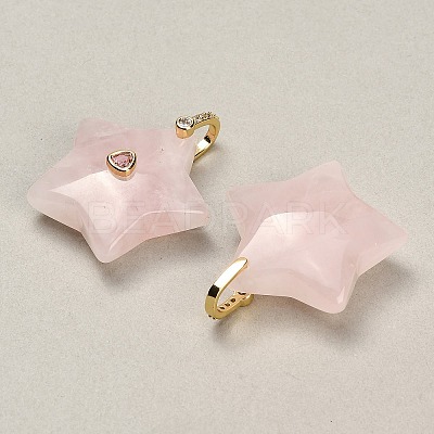 Natural Rose Quartz Pendants G-Z157-01G-A04-1