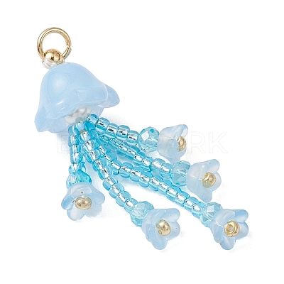 Glass Seed Beaded Pendants PALLOY-MZ01230-01-1