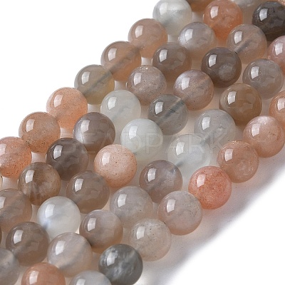 Natural Multi-Moonstone Beads Strands G-P322-43-6mm-1
