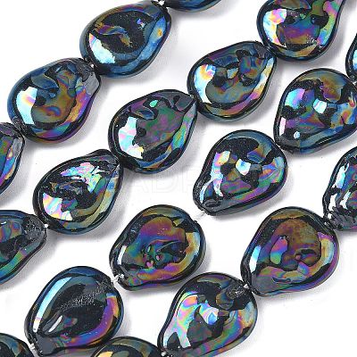 Electroplate Opaque Glass Imitation Pearl Strands EGLA-D302-02D-1