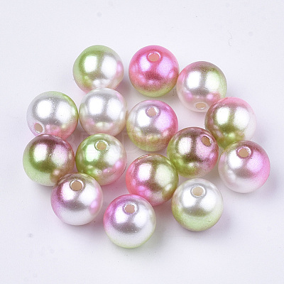 Rainbow ABS Plastic Imitation Pearl Beads OACR-Q174-12mm-08-1