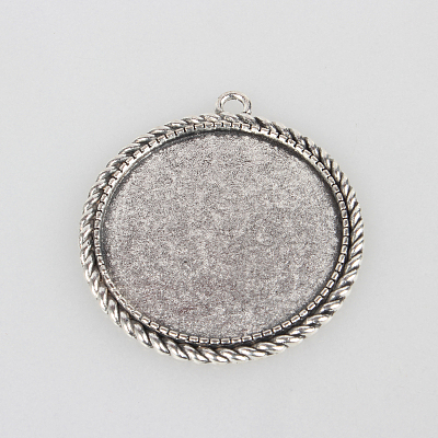 Tibetan Style Alloy Pendant Cabochon Settings TIBEP-N003-66AS-1