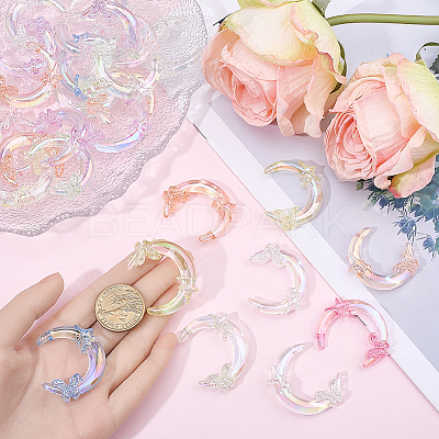 40Pcs Transparent UV Plating Acrylic Beads PACR-BM0001-01-1