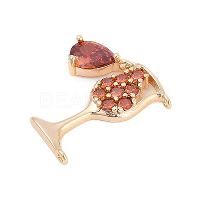 Brass Cubic Zirconia with Glass Pendants KK-Q026-24G-1