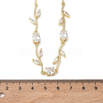 Brass Pave Cubic Zirconia Rose Flower Link Cable Chain Necklaces for Women NJEW-C121-05A-02G-1