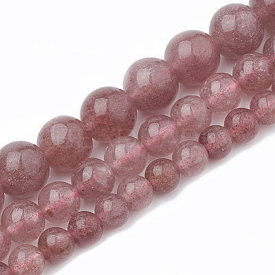 Natural Dyed Strawberry Quartz Beads Strands X-G-S295-15-6mm-1-1