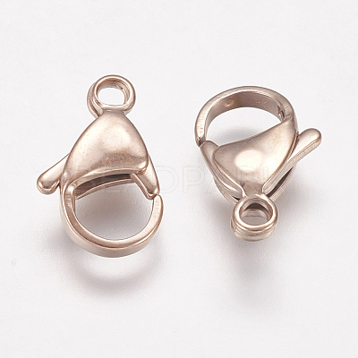 Ion Plating(IP) 304 Stainless Steel Lobster Claw Clasps STAS-P185-15-RG-1