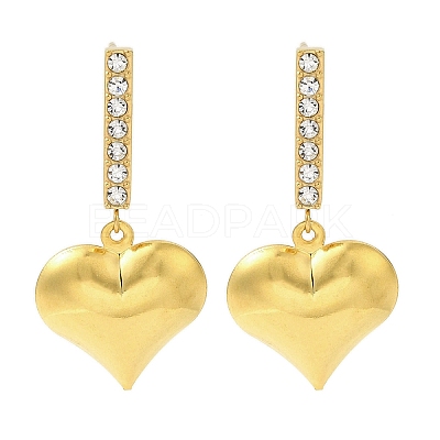 Ion Plating(IP) 304 Stainless Steel Inlay Rhinestone Stud Earrings for Women EJEW-M024-06B-G-1
