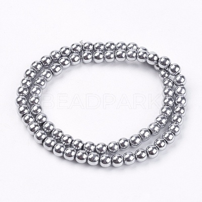 Non-magnetic Synthetic Hematite Beads Strands G-S096-6mm-3-1