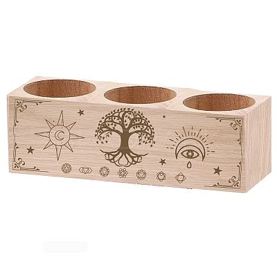 3 Hole Wood Candle Holders DIY-WH0375-006-1