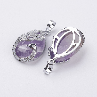 Natural Amethyst Pendants X-G-E442-04C-1