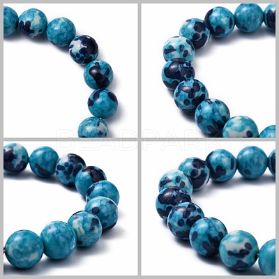 Ocean White Jade Round Beaded Stretch Bracelets BJEW-G019-4-1
