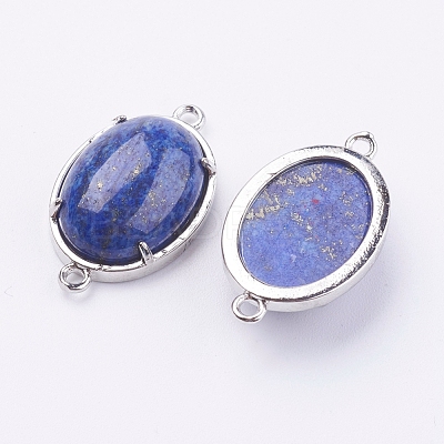 Brass Natural Lapis Lazuli Links connectors G-E398-03M-1