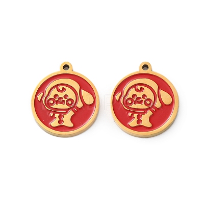 Ion Plating(IP) 304 Stainless Steel Red Enamel Charms STAS-M102-62G-1