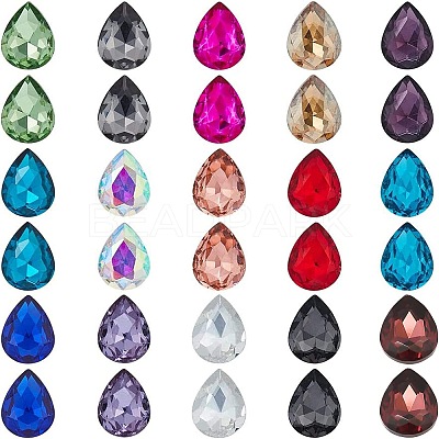 Pointed Back Glass Rhinestone Cabochons RGLA-OC0001-10-1