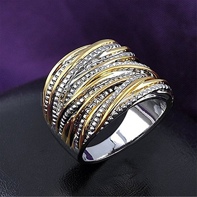 Criss Cross Alloy Crystal Rhinestone Wide Finger Rings FS-WGCE8BA-01-1
