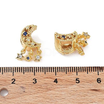 Brass Micro Pave Cubic Zirconia Beads KK-A189-08G-1