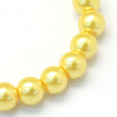 Baking Paint Pearlized Glass Pearl Round Bead Strands X-HY-Q330-8mm-67-1