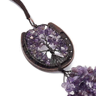 Natural Amethyst Chip Tree of Life Pendants Decoration G-F733-06C-1