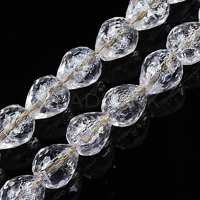 Transparent Crackle Glass Beads Strands X-GLAA-N051-04-1