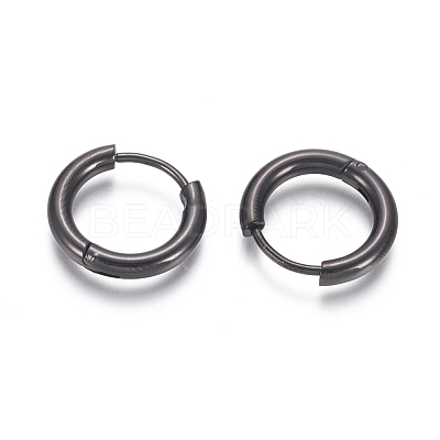 304 Stainless Steel Huggie Hoop Earrings EJEW-F111B-16mm-B-1