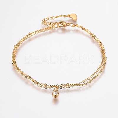 304 Stainless Steel Cable Chain Bracelets BJEW-I243-25G-A-1