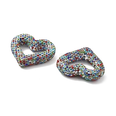 Heart Shape Polymer Clay Rhinestone Beads CLAY-NH0001-09A-1