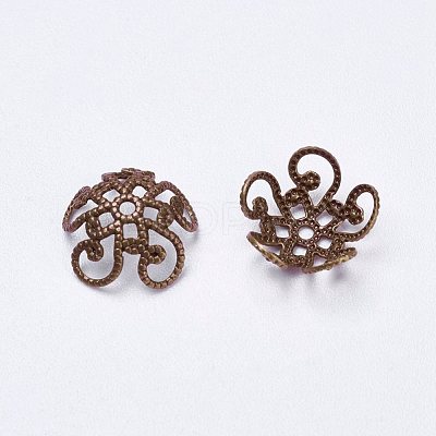 Brass Fancy Bead Caps X-KK-B213-R-1
